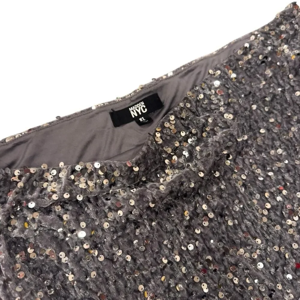 Madden NYC silver sequin maxi skirt  size XL, elastic waistband